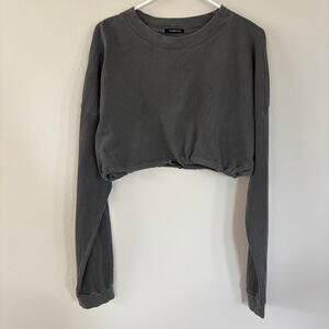 TALENTLESS Gray Cropped Cinch Sweatshirt (L/XL)